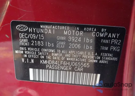 2017 Hyundai Elantra Se z USA, uszkodzony, nr VIN KMHD84LF6HU065565